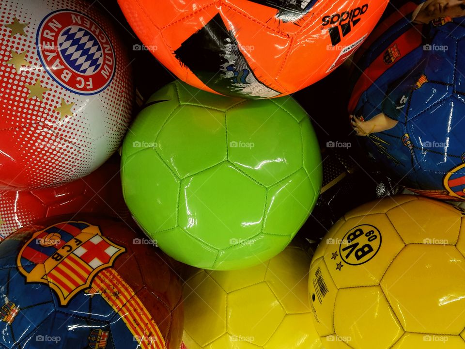 Balls. football. different colors. different designs