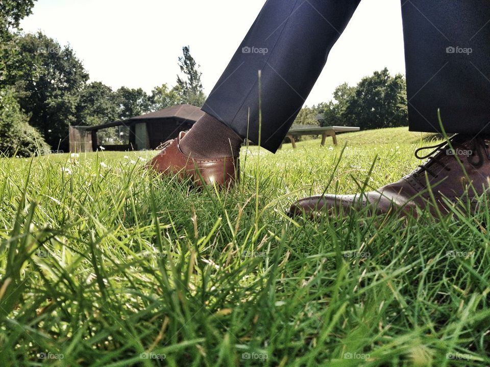 Businessman in park 