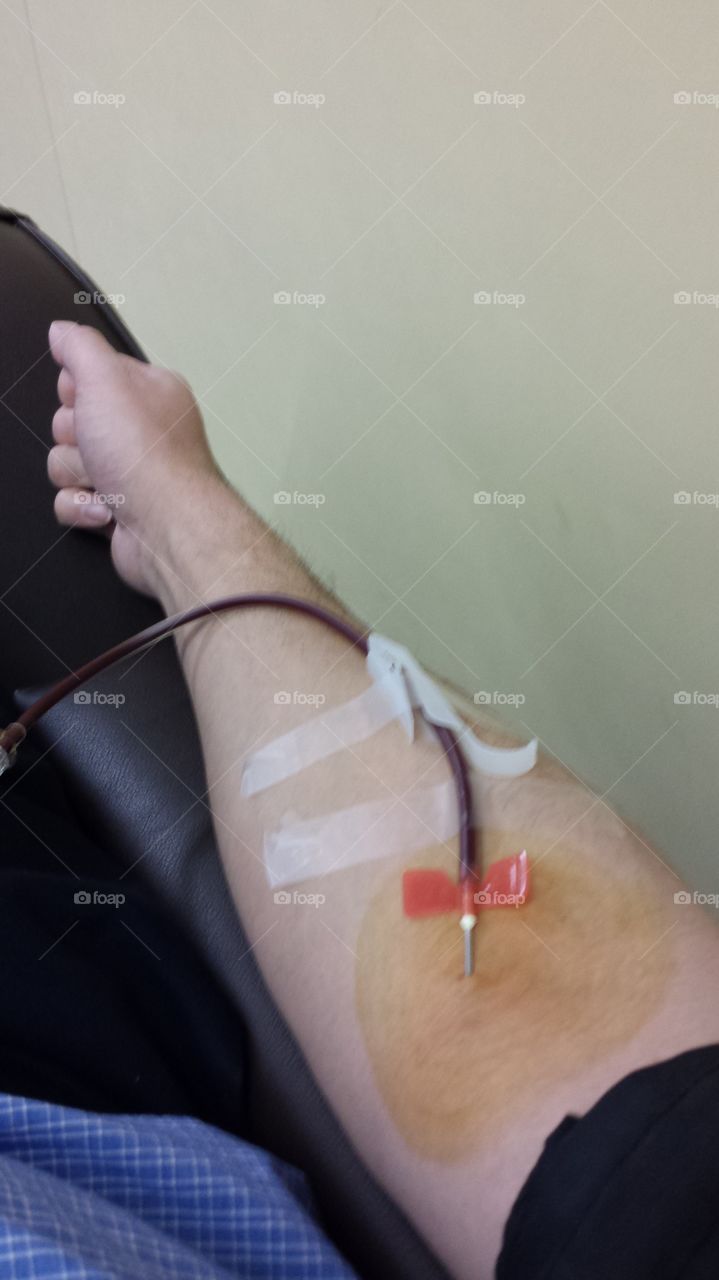 donate plasma. my wife wanted to know how big the needle was