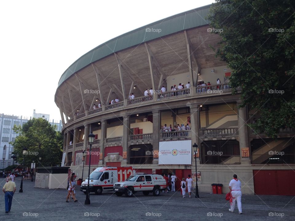 Bull fighting arena in Pamplona, spain for the festival of San Fermin 