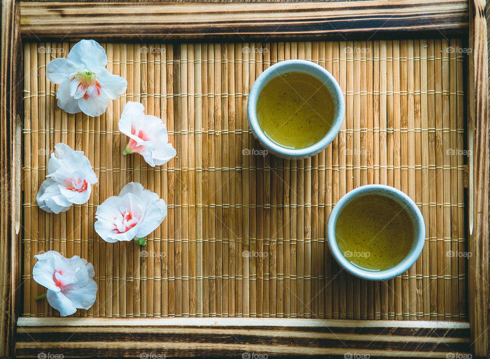 High angle view of tea