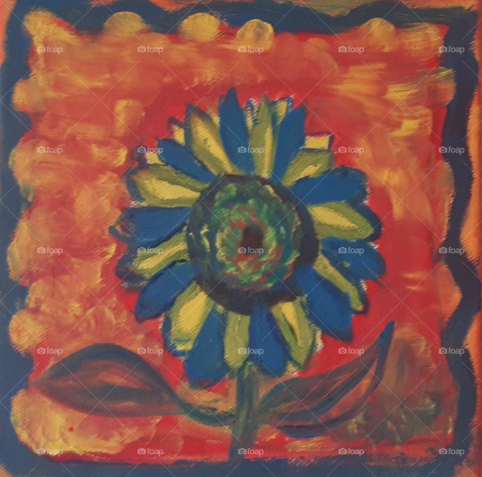 Hand Painted Flower, by a Child
