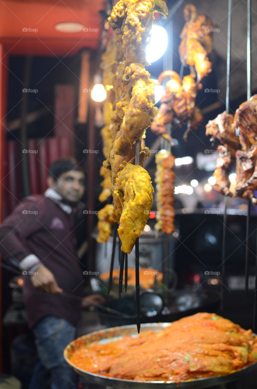 Tandoori Chicken The Famous Street Food On Display.