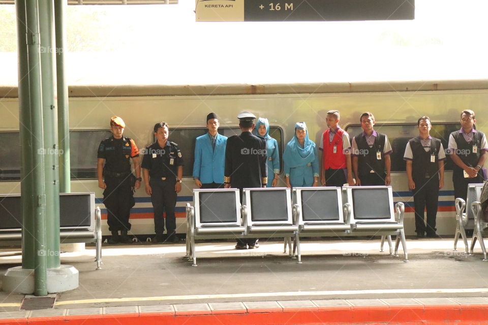 Crew praying before duty