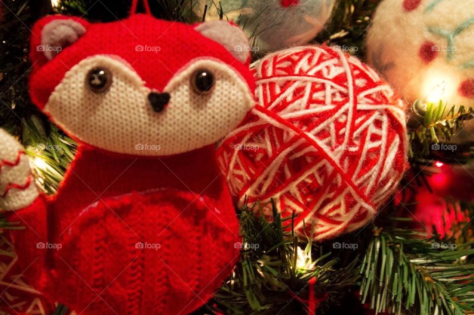 Fox ornament. A yarn fox ornament 