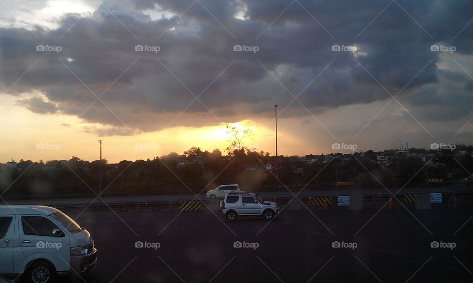 sunset in the expressway