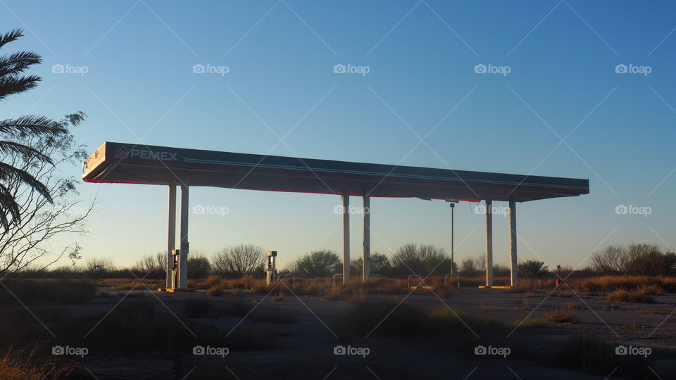 Abandoned vintage roadside gas station 