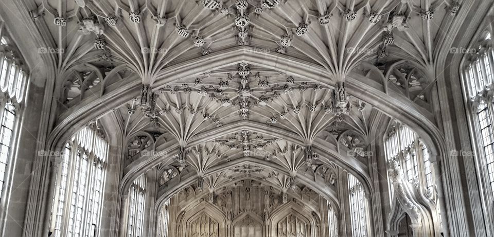 the ceiling of very old building seen from my point of view
