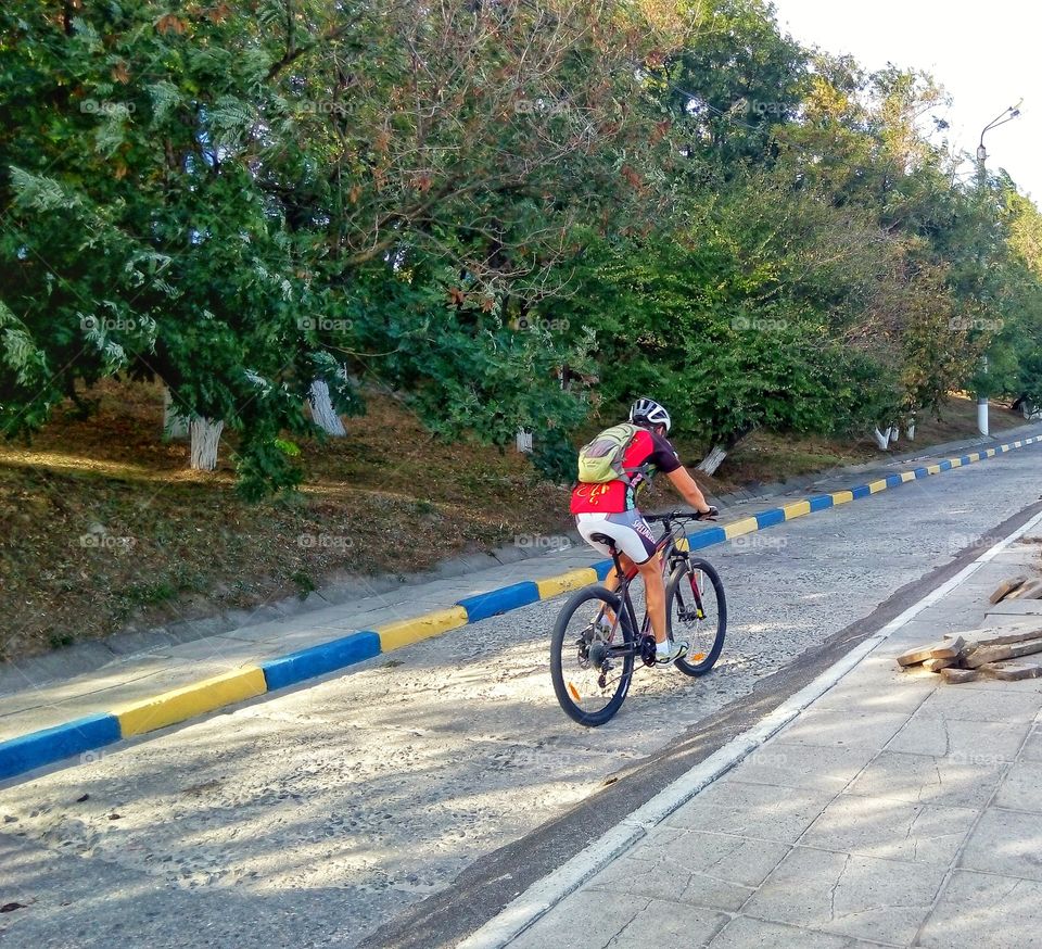 biker on the waterfront