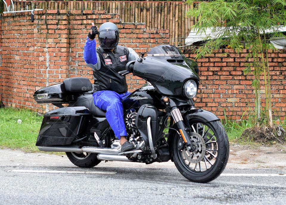 Black Barley Davidson and rider