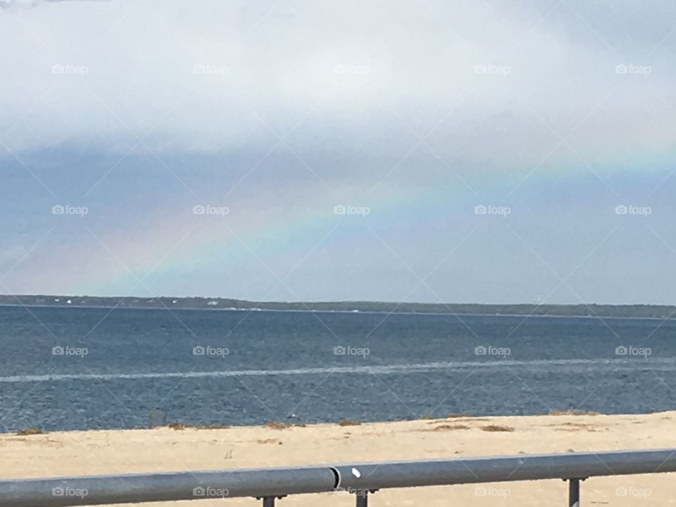 Beautiful rainbow at the beach. 