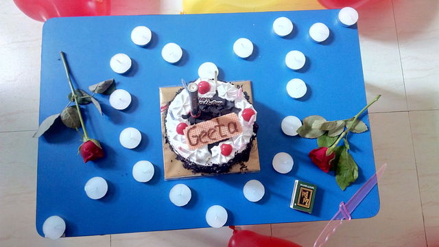 cake with candle decorations