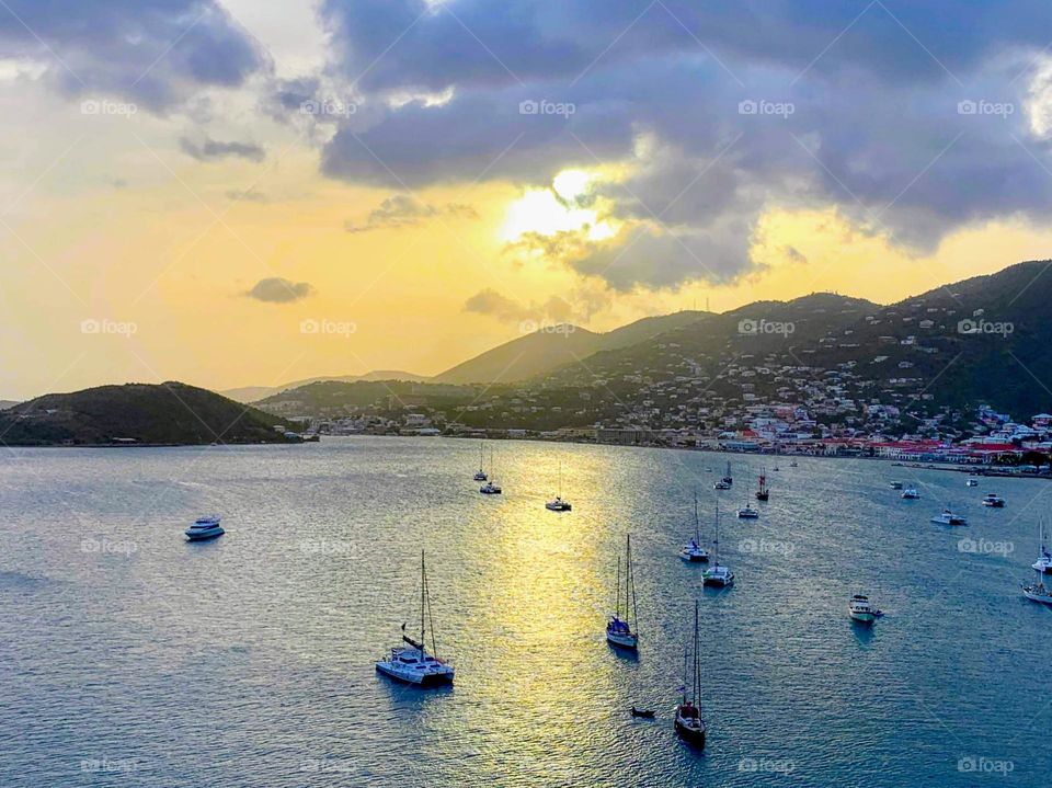 Landscape of boats on the high seas