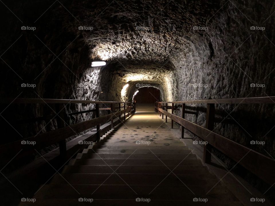 Descent in salt mine