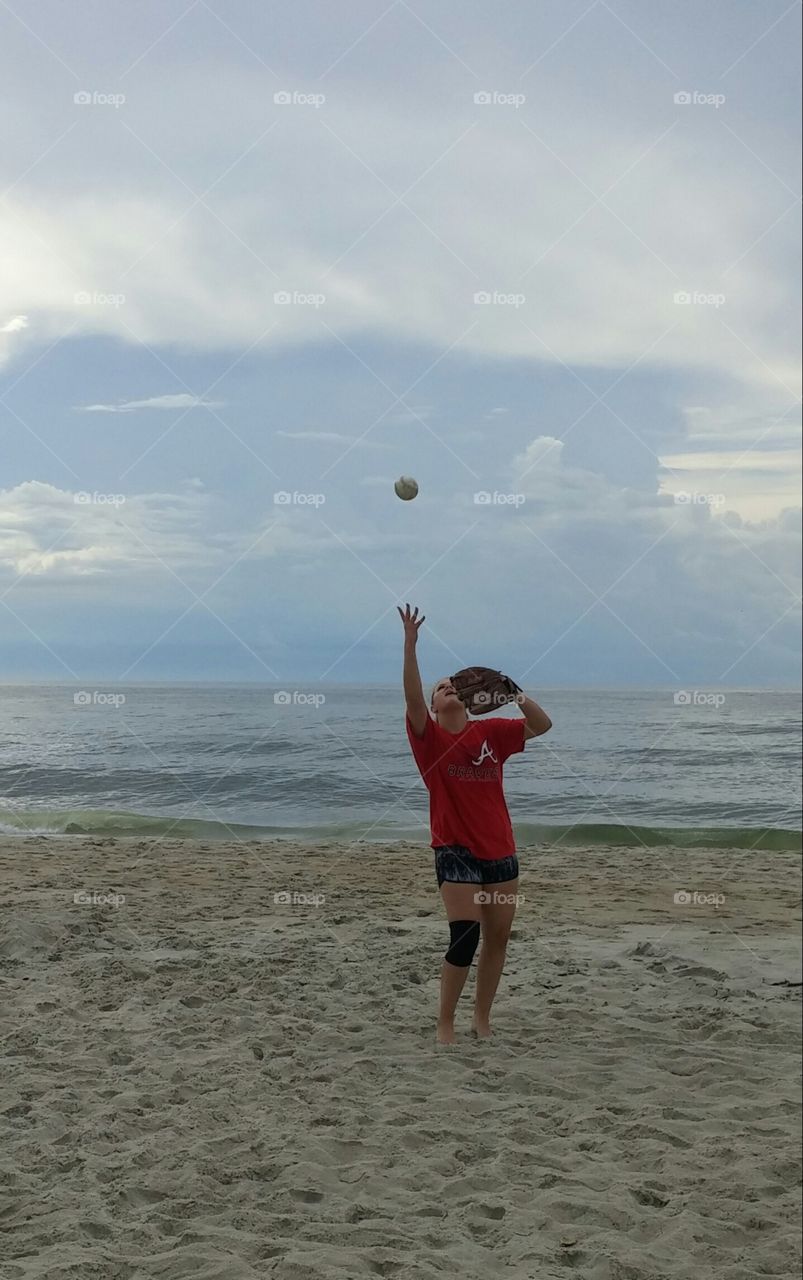 Playing Catch on the Beach