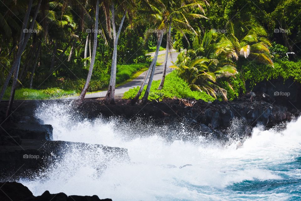 Tropical storm Hector kicking up a few waves along the Kalapana Coast on the Big Island of Hawaii.