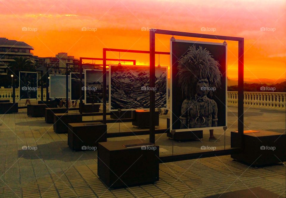 Photo exhibition at sunset