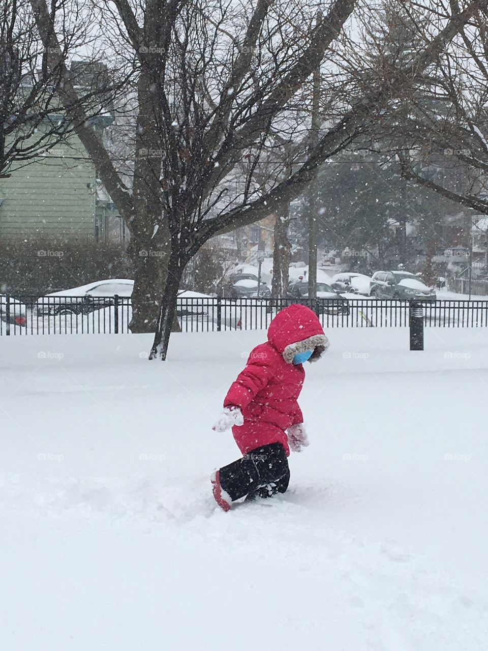 Child in snowstorm