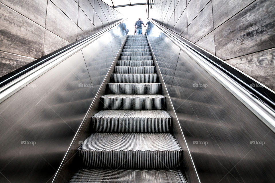 Low angle view of escalator