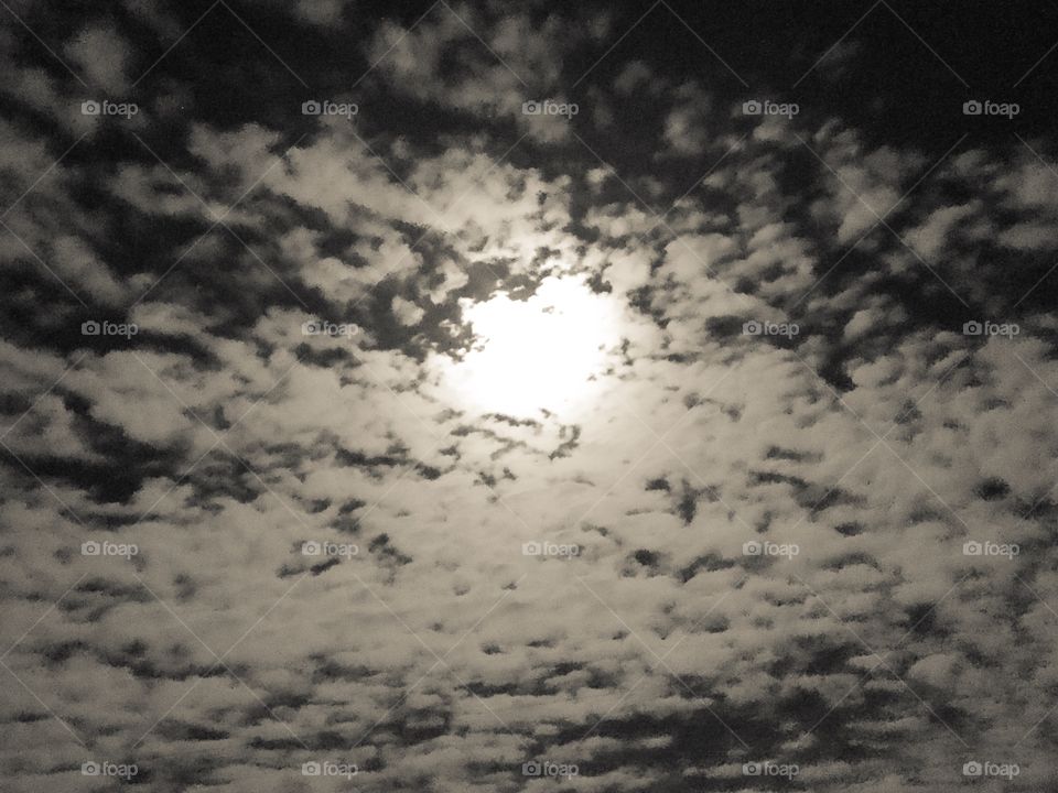 Full moon behind the clouds