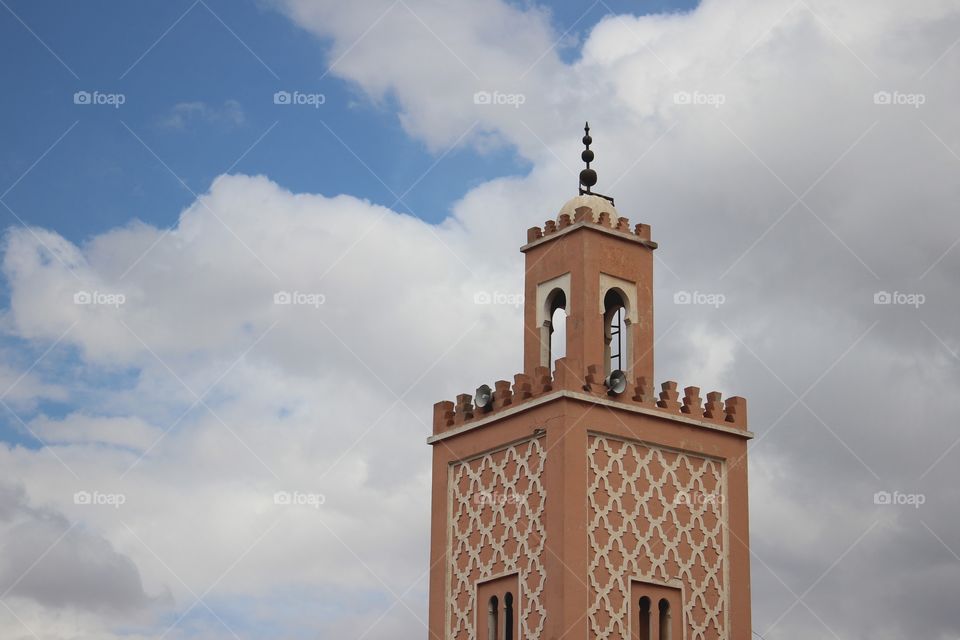 Minaret in marketplace of Marrakech, Morocco | 2015