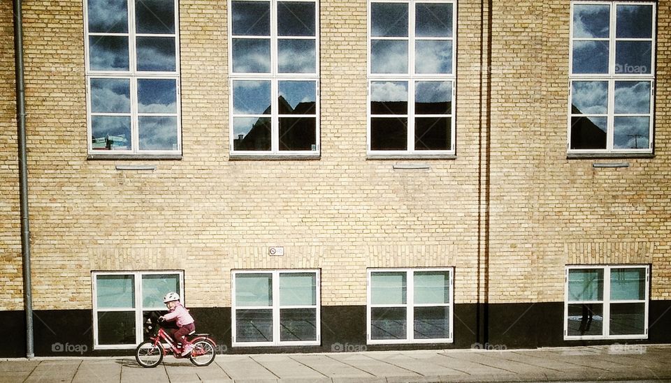 Girl on bike. Little Girl on bike