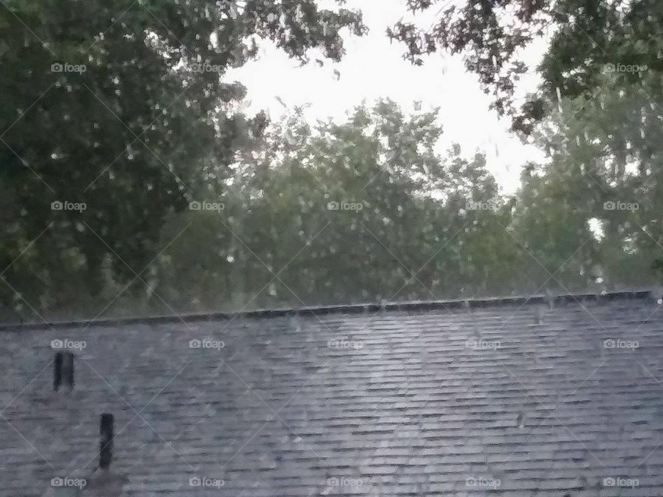 rain storm on a roof