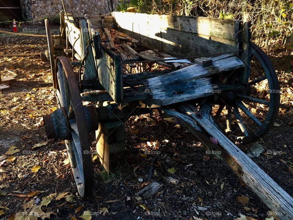 Old wagon at Yates Mill Park
