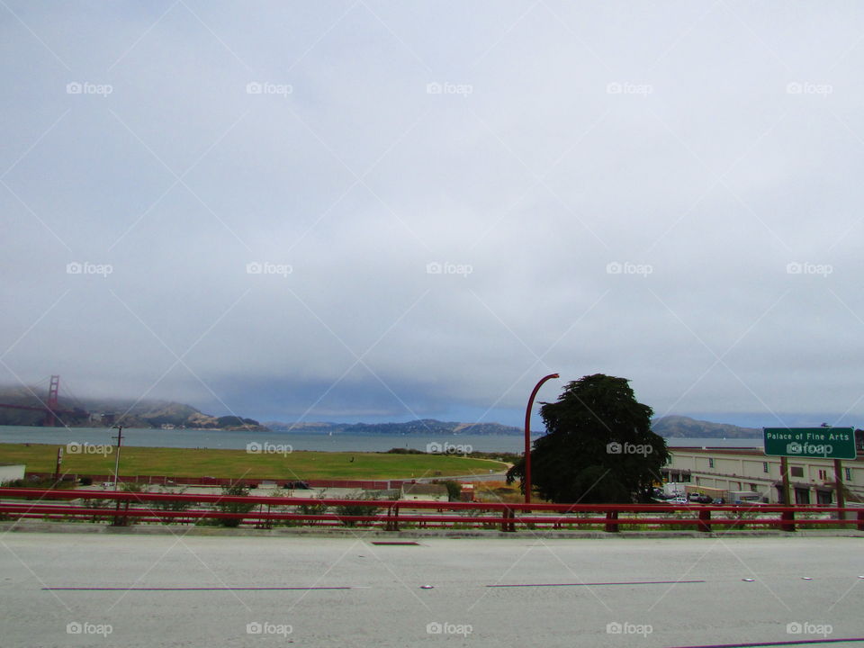 sailboat in the distance on the San Francisco Bay