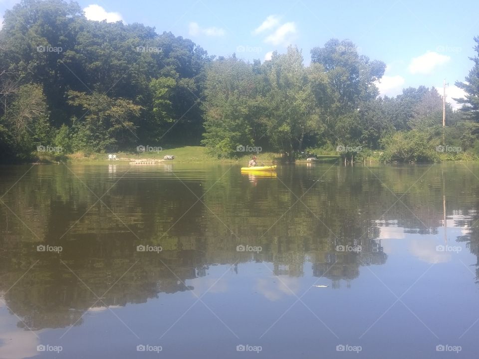 Kayaking on a pond