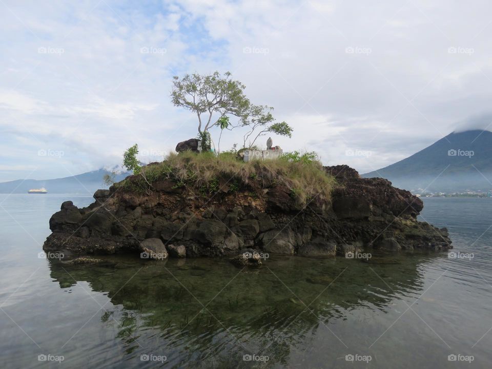 A tomb on a small island.