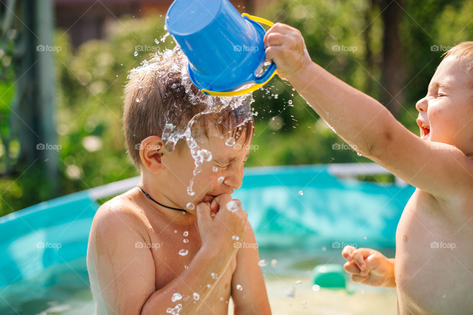 children playing in the water