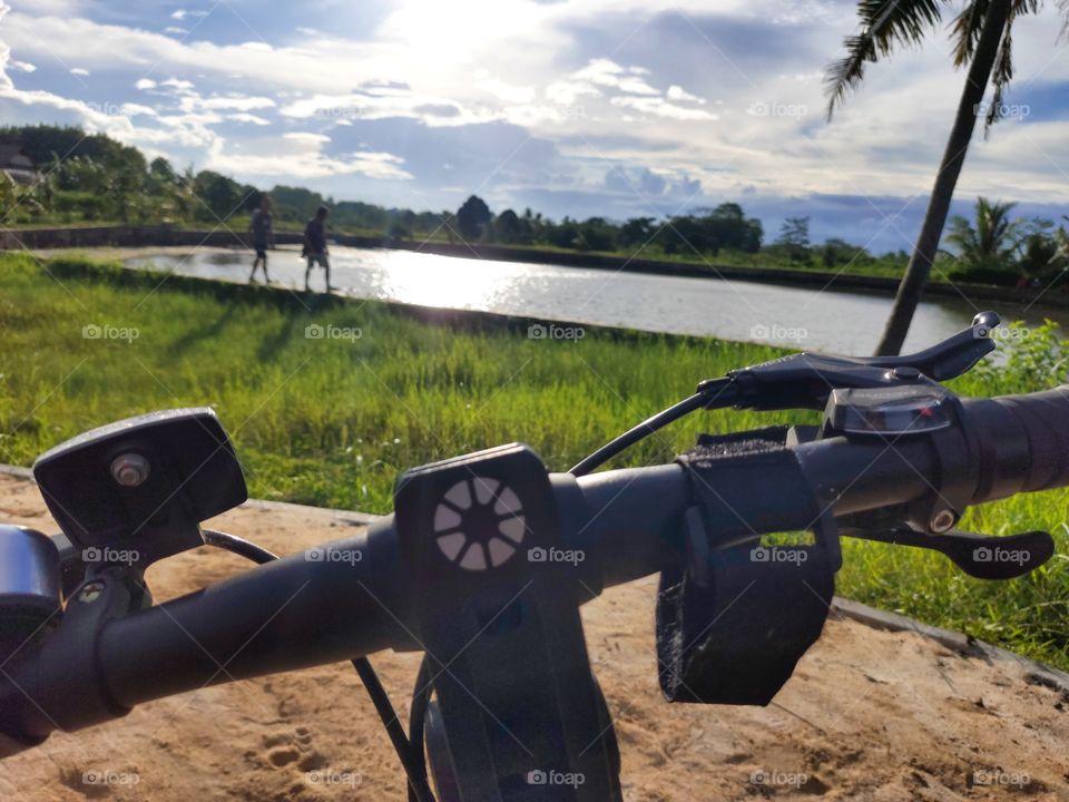 Cycling in the afternoon near the lake