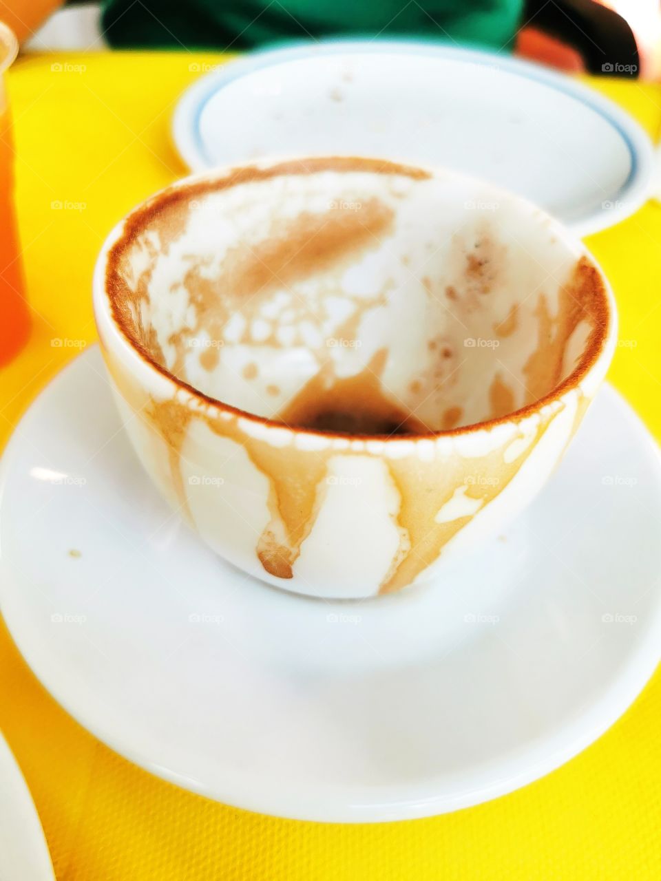 Composition Art view wall interior Light shadow design decor decoration Coffee served drink view table day part yellow form circle ellipce tasty tasty yummy cup mug