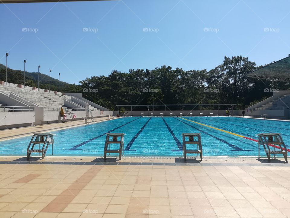 swimming pool in summer