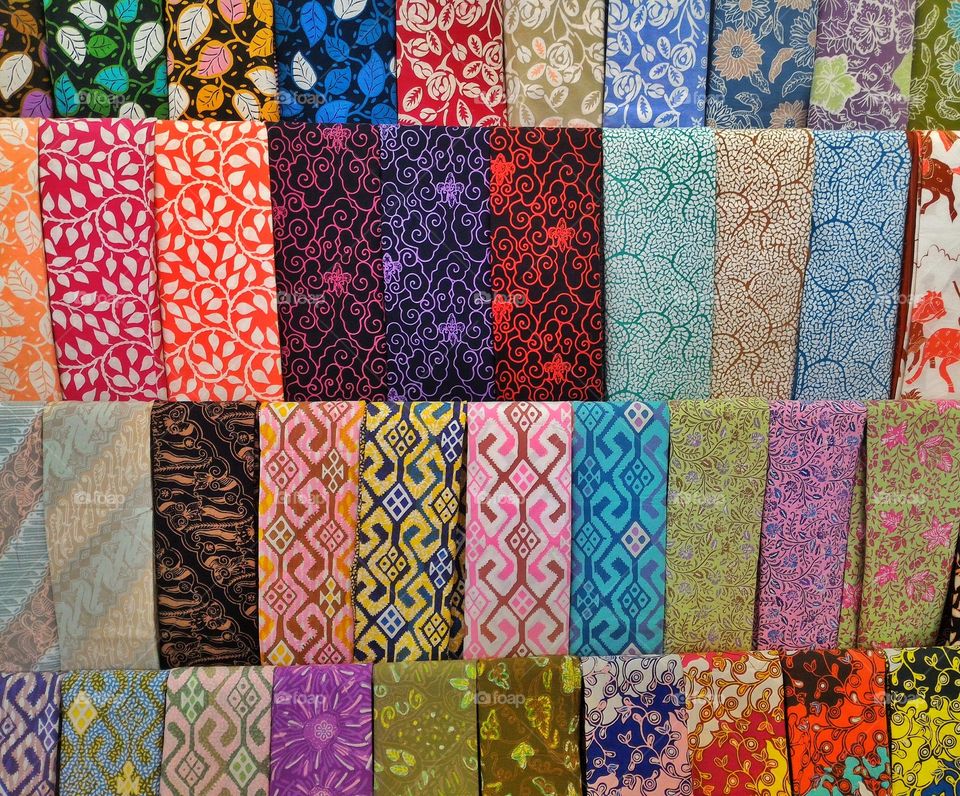 Multicolored batik fabrics