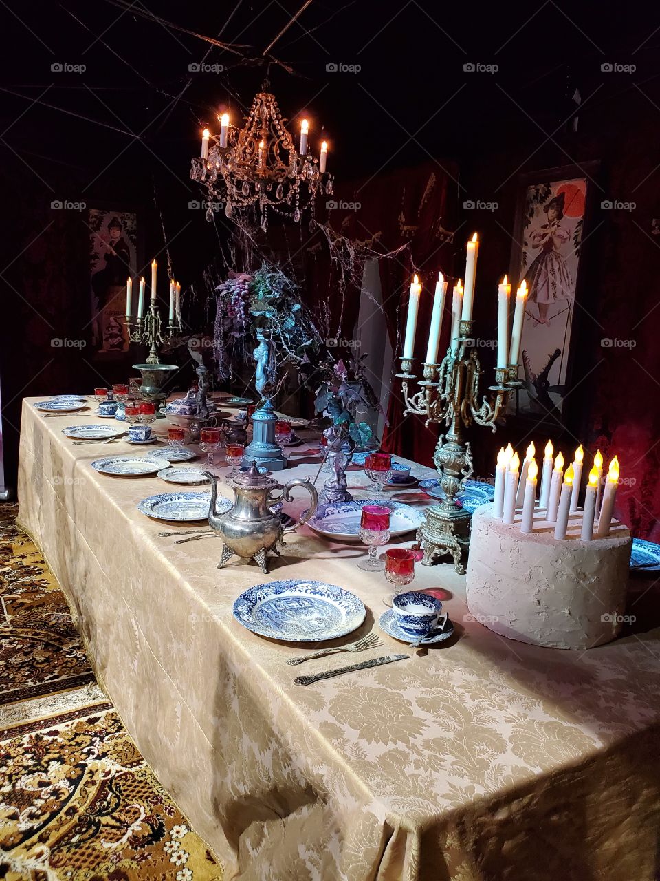 Haunted house dining table set for a birthday