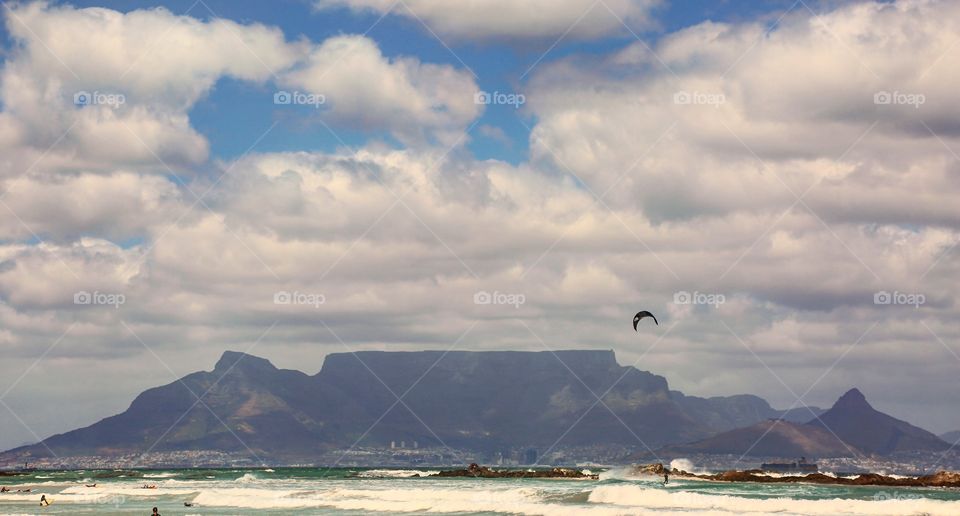 Table Mountain and the kitesurfer