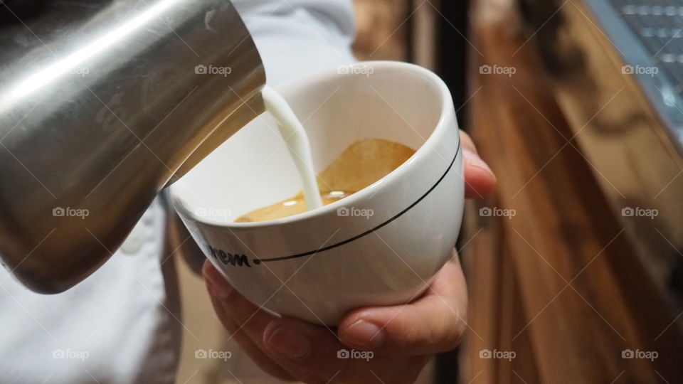 Cappuccino coffee cafe bebida beverage making