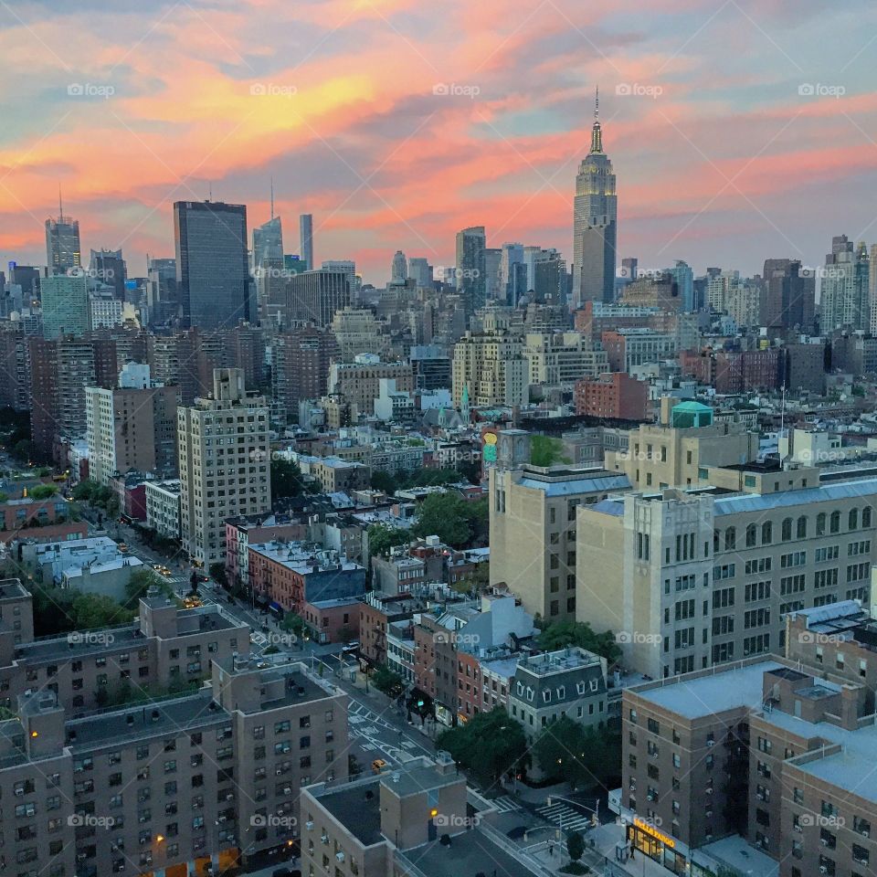 Sunset over the Empire State Building.