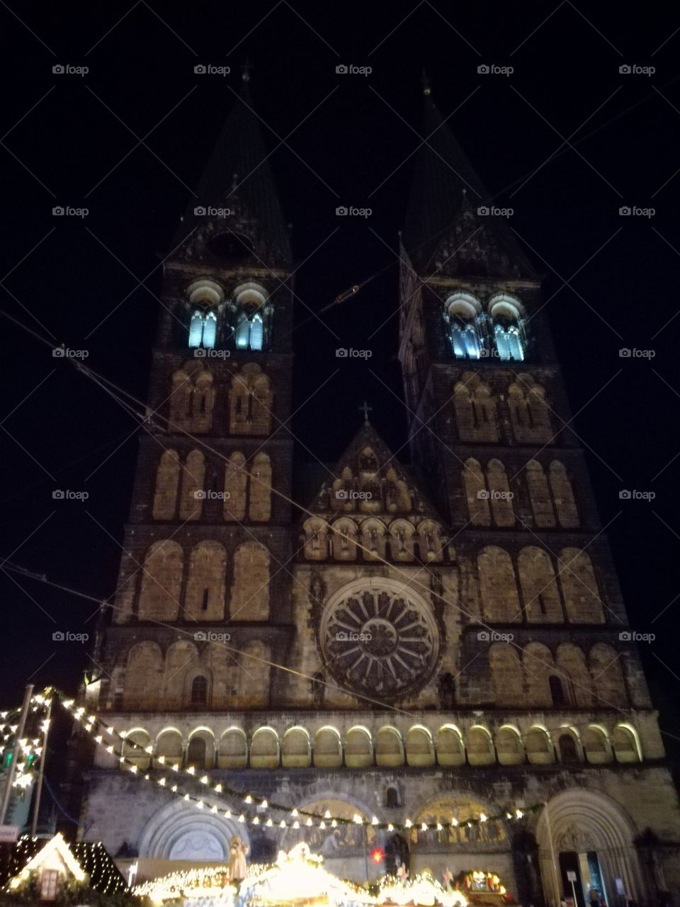Bremen church at night
