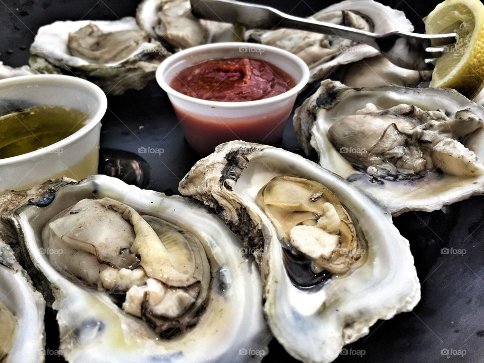 Steamed oysters on the half shell