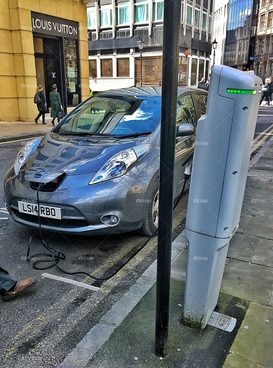 Car. Electric car charging