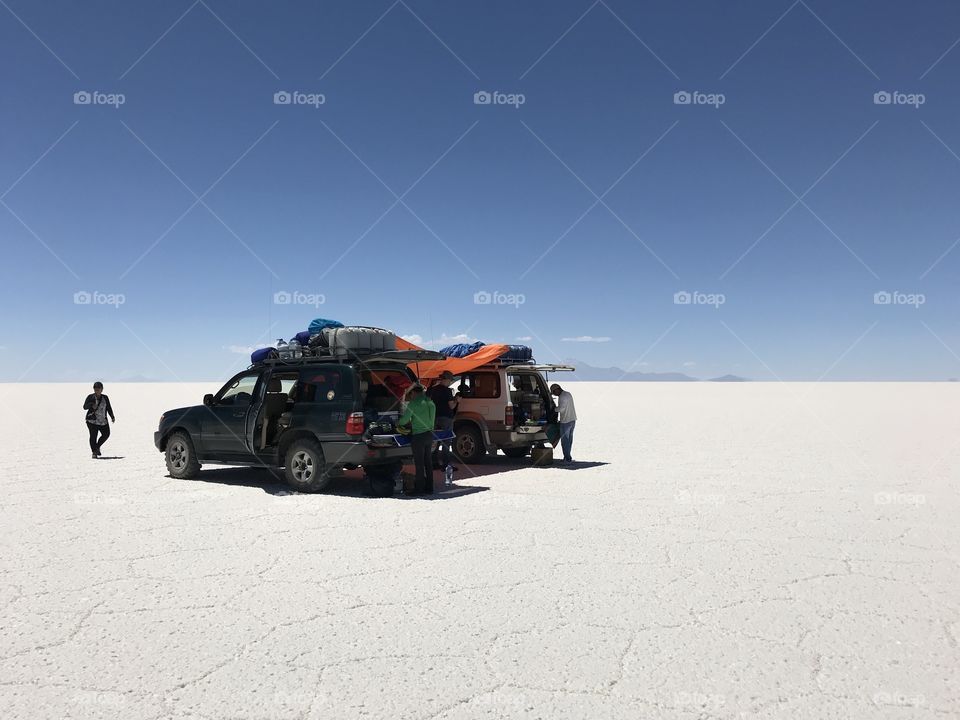 Off road Jeep in Salt Flats