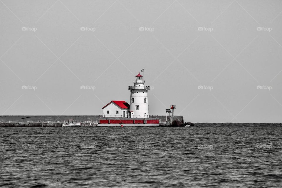 Lighthouse in a northern harbor 