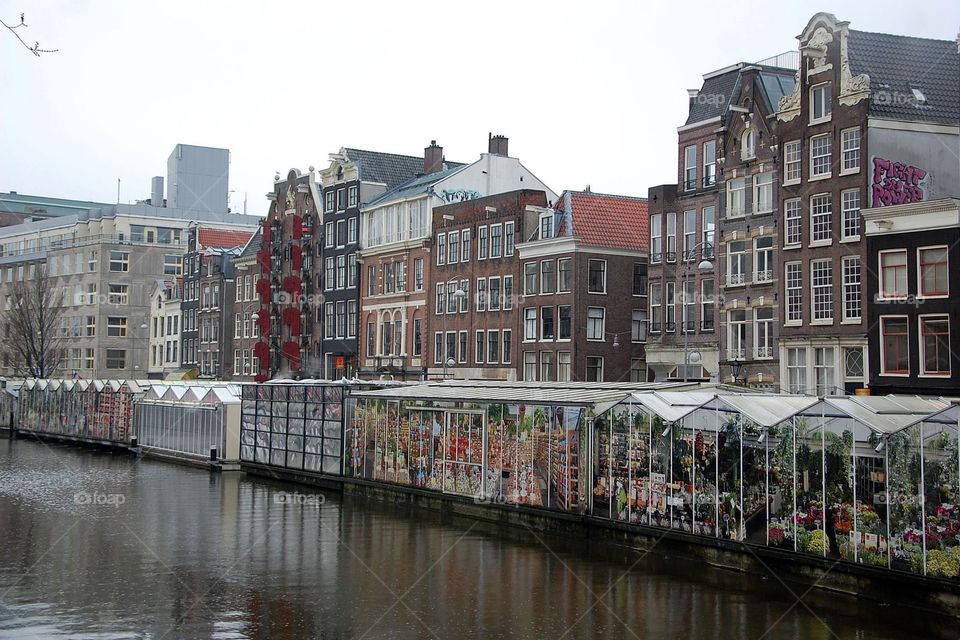 Back side of the Amsterdam flower market.  