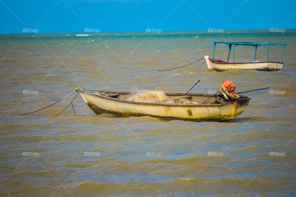 Barcos de pescadores de cumuruxatiba Bahia Brasil 