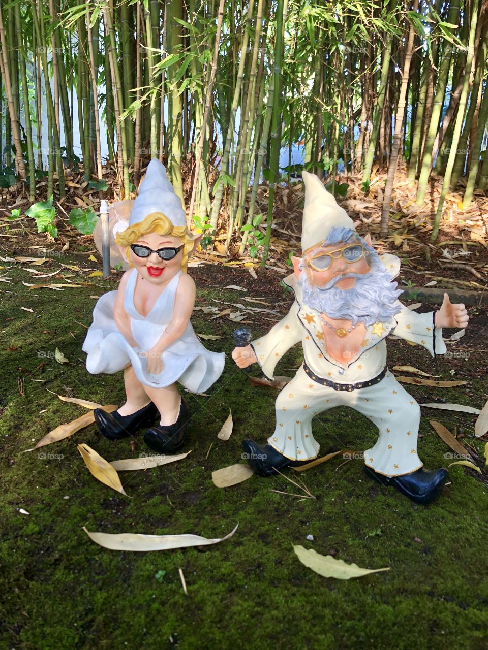Marlyn Monroe and Elvis Presley  gnomes 