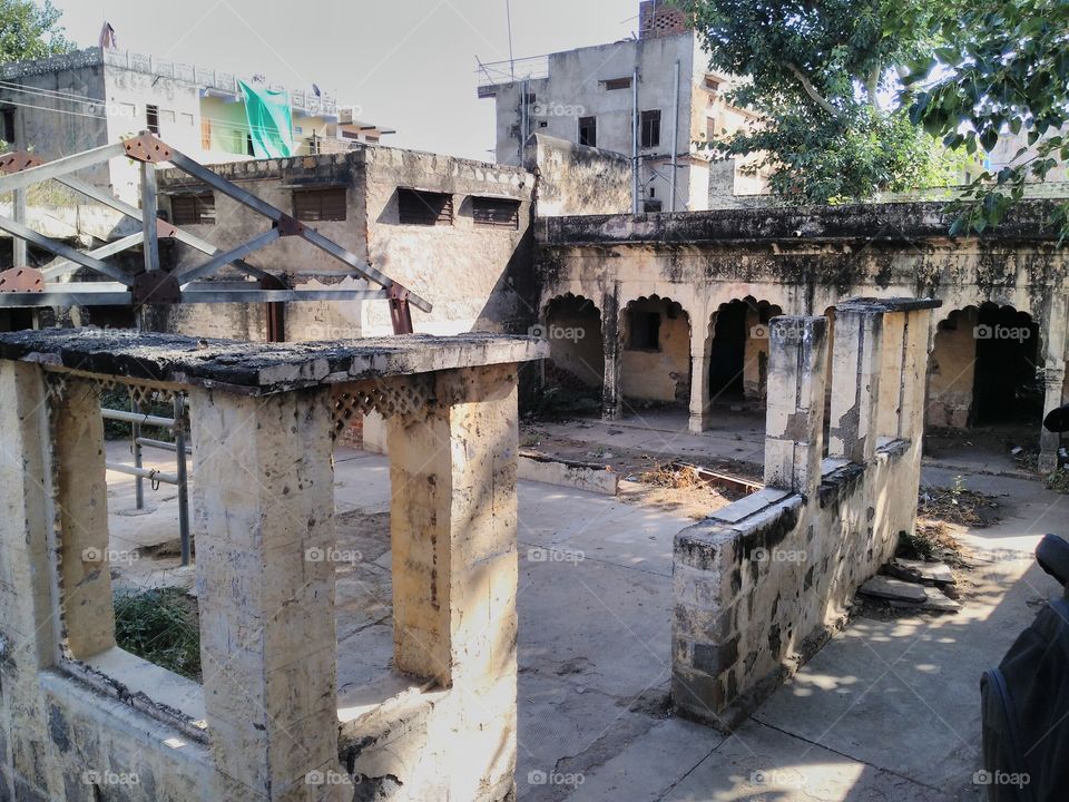 Close-up of old ruined