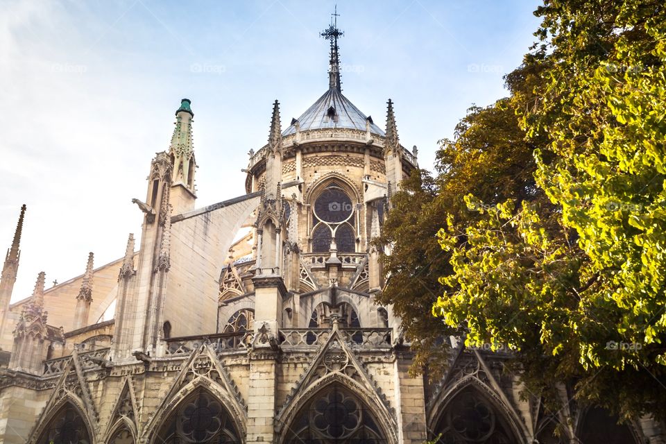 The back of Notre Dame of Paris 